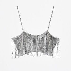 Zara fringe rhinestone top.